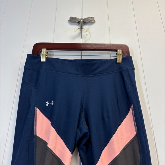 Under Armour Womens Athletic Heatgear Compression Leggings Size L Colorblock Gym - Picture 7 of 8